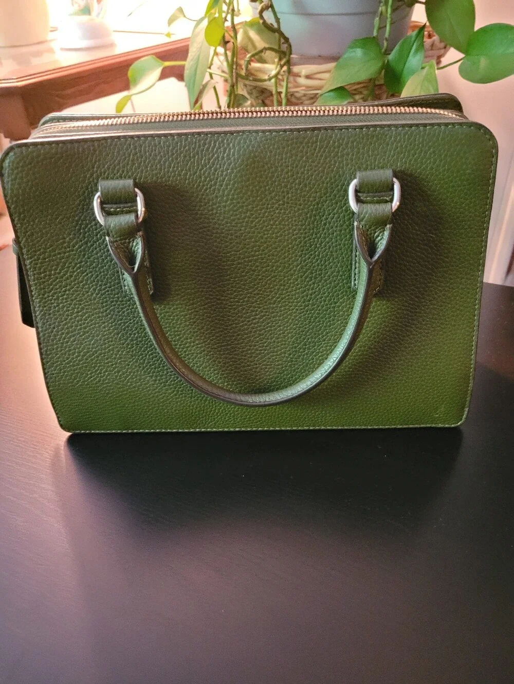 kate spade Green Pebbled Leather Satchel with Detachable Strap